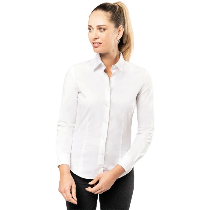 Image produit alternative Chemise coton / élasthanne manches longues femme