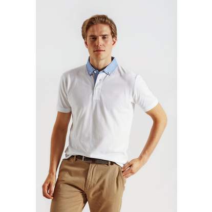 Image produit alternative Polo homme en Chambray à col boutonné