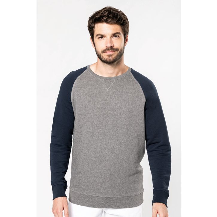 Image produit alternative Sweat-shirt BIO bicolore col rond manches raglan homme