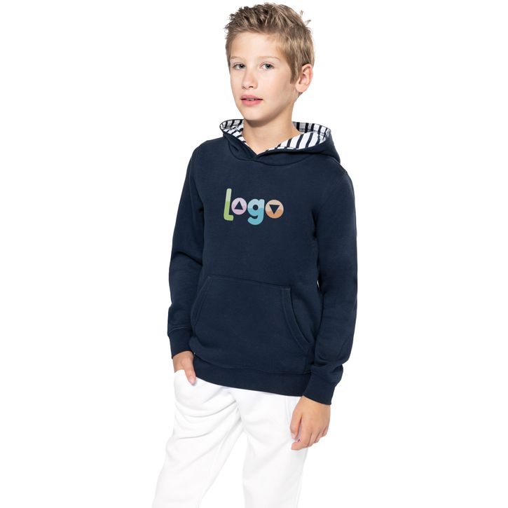 Image produit alternative Sweat-shirt à capuche contrastée à motifs enfant unisexe