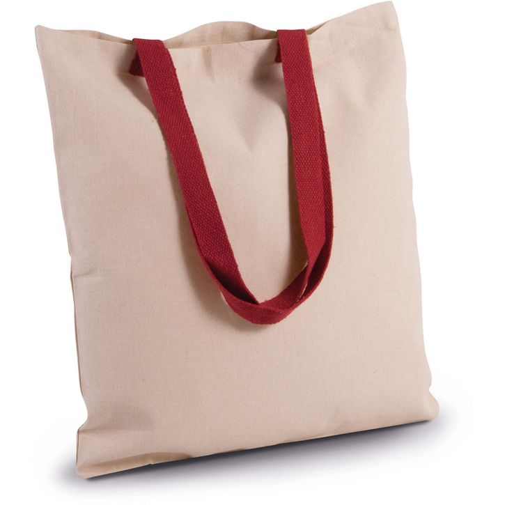 Image produit alternative Sac shopping plat en toile avec poignées contrastées