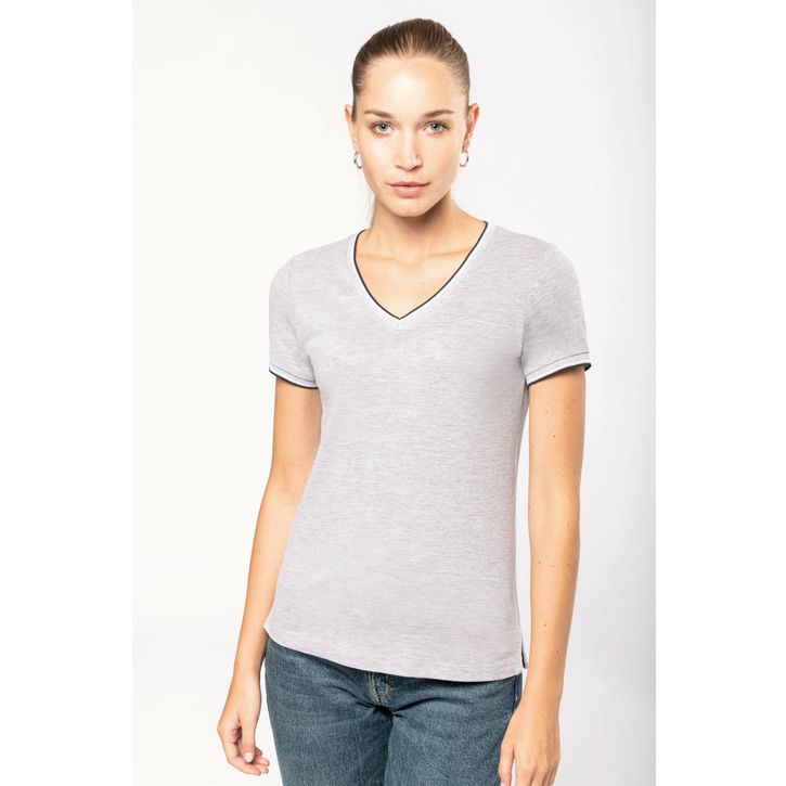 Image produit alternative T-shirt maille piquée col V femme