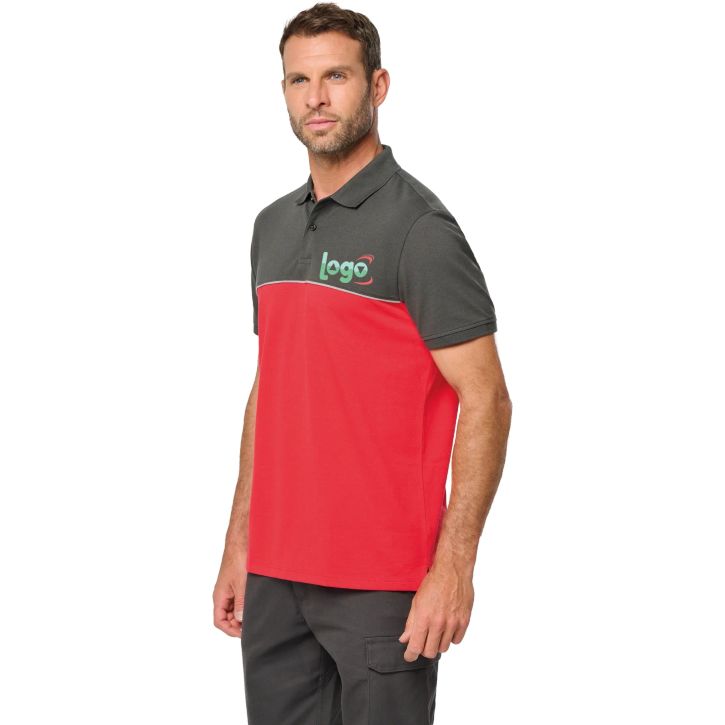 Image produit alternative Polo bicolore écoresponsable manches courtes unisexe