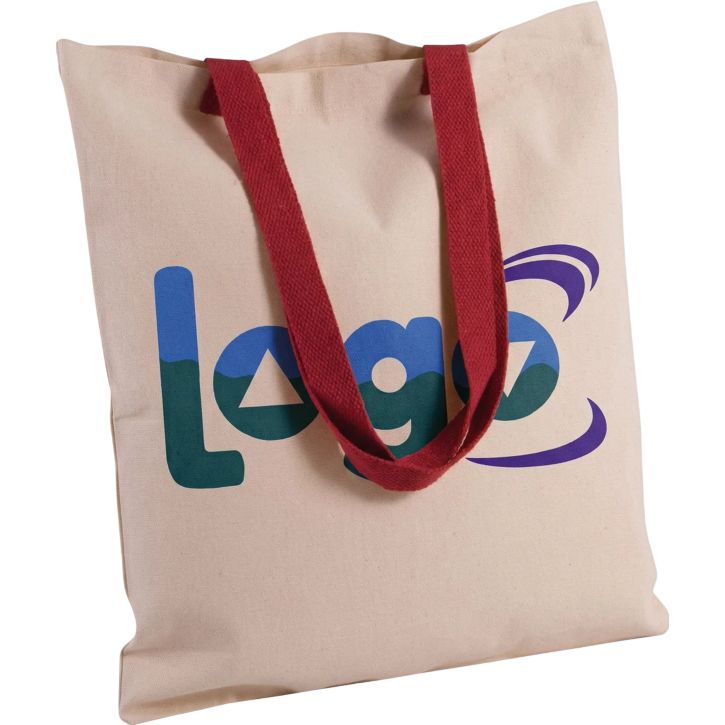 Image produit alternative Sac shopping plat en toile avec poignées contrastées
