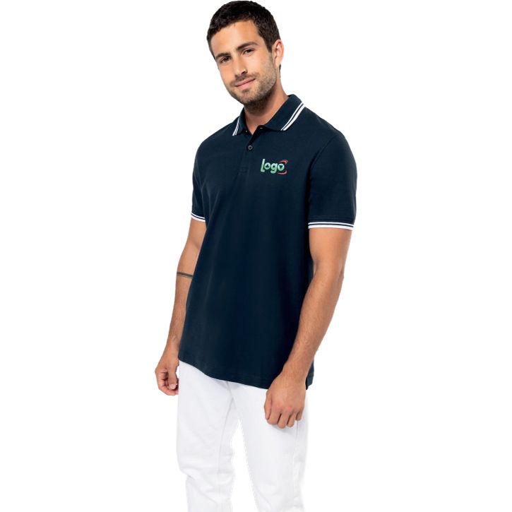 Image produit alternative Polo homme manches courtes à liserés contrastés