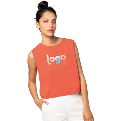 Image produit alternative T-shirt crop sans manche femme - 165g