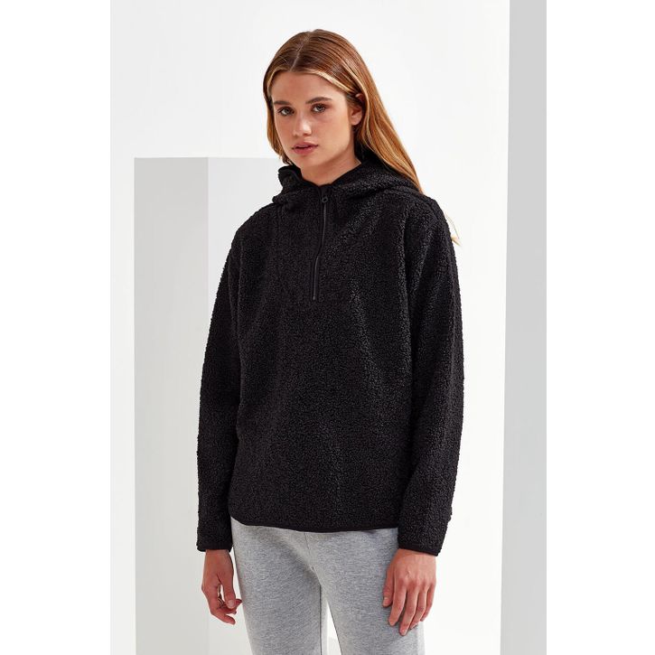 Image produit alternative Sweat à capuche sherpa avec fermeture zippée 1/4 pour femme Tridri®