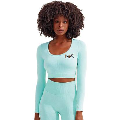 Image produit alternative Haut court femme Tridri® 3D fit côtelé et sans coutures.