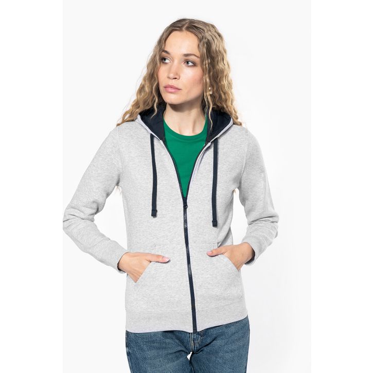 Image produit alternative sweat-shirt zippé capuche contrastée femme