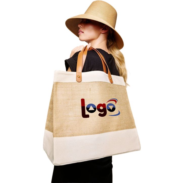 Image produit alternative Tote bag en jute Adley avec simili cuir