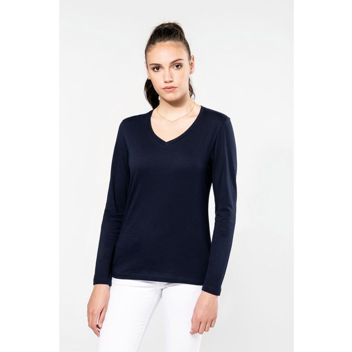 Image produit alternative T-shirt Supima® col V manches longues femme