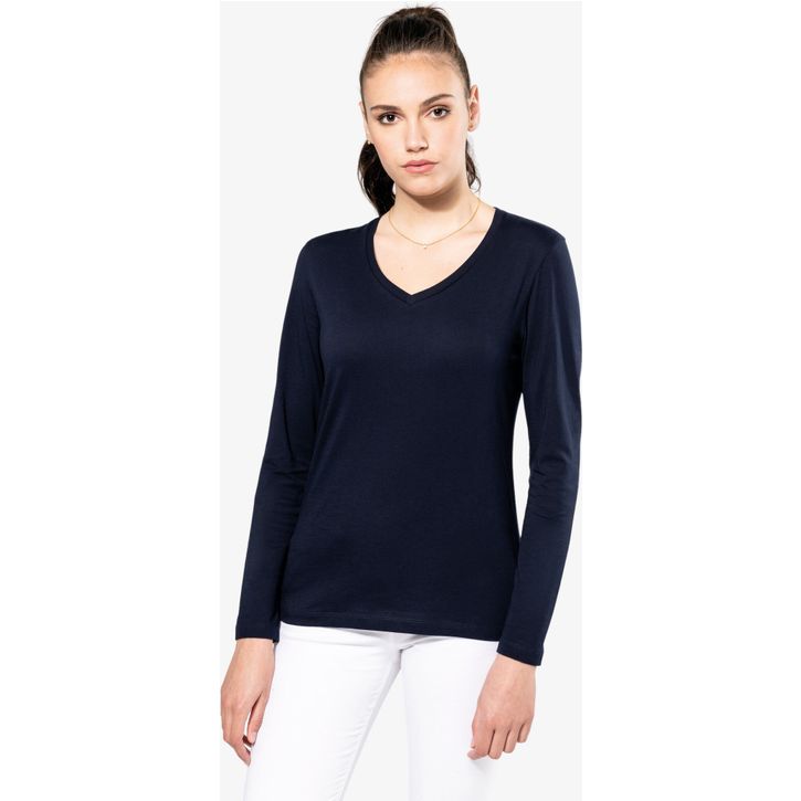 Image produit alternative T-shirt Supima® col V manches longues femme