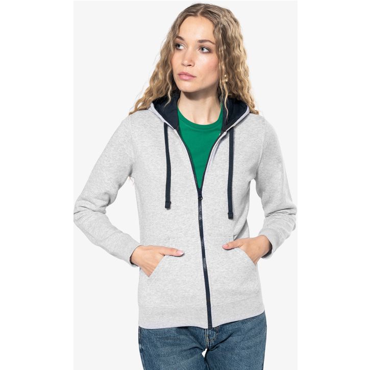 Image produit alternative sweat-shirt zippé capuche contrastée femme